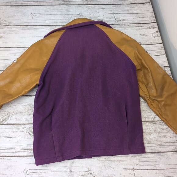 Vintage 1971 Varsity Letterman Jacket Purple Wool Leather Sleeves – Men’s 38 - Picture 13 of 13